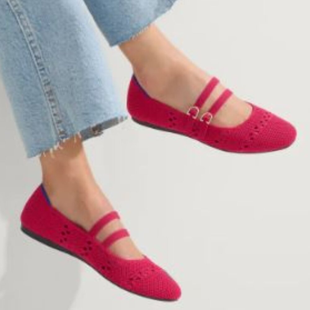 New NWOB Rothy's The Double Buckle Mary Jane; Rouge Crochet - Womens 9.5